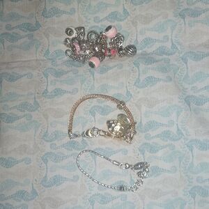 Brighton Silver and Pink Charm Bracelet Set